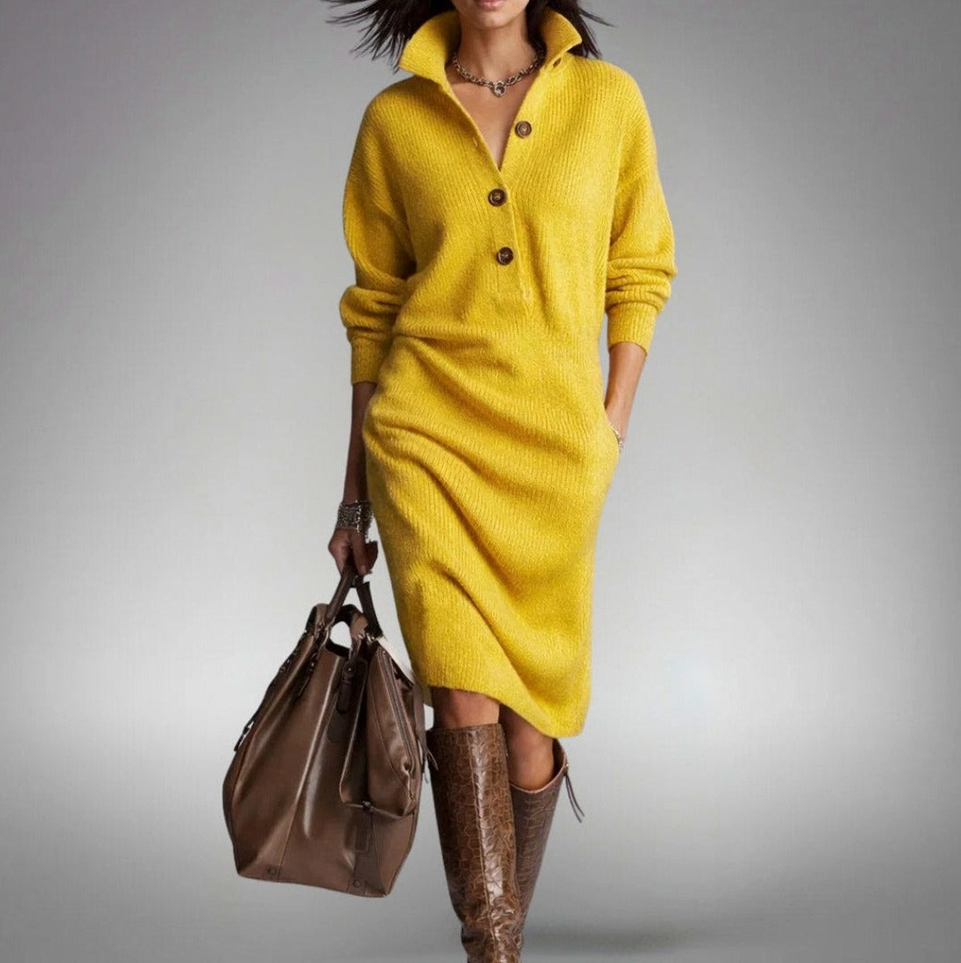 Knit Long Sleeve Midi Sweater Dress