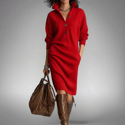 Knit Long Sleeve Midi Sweater Dress