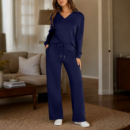 Knit Long Sleeve Wide Leg Matching Set