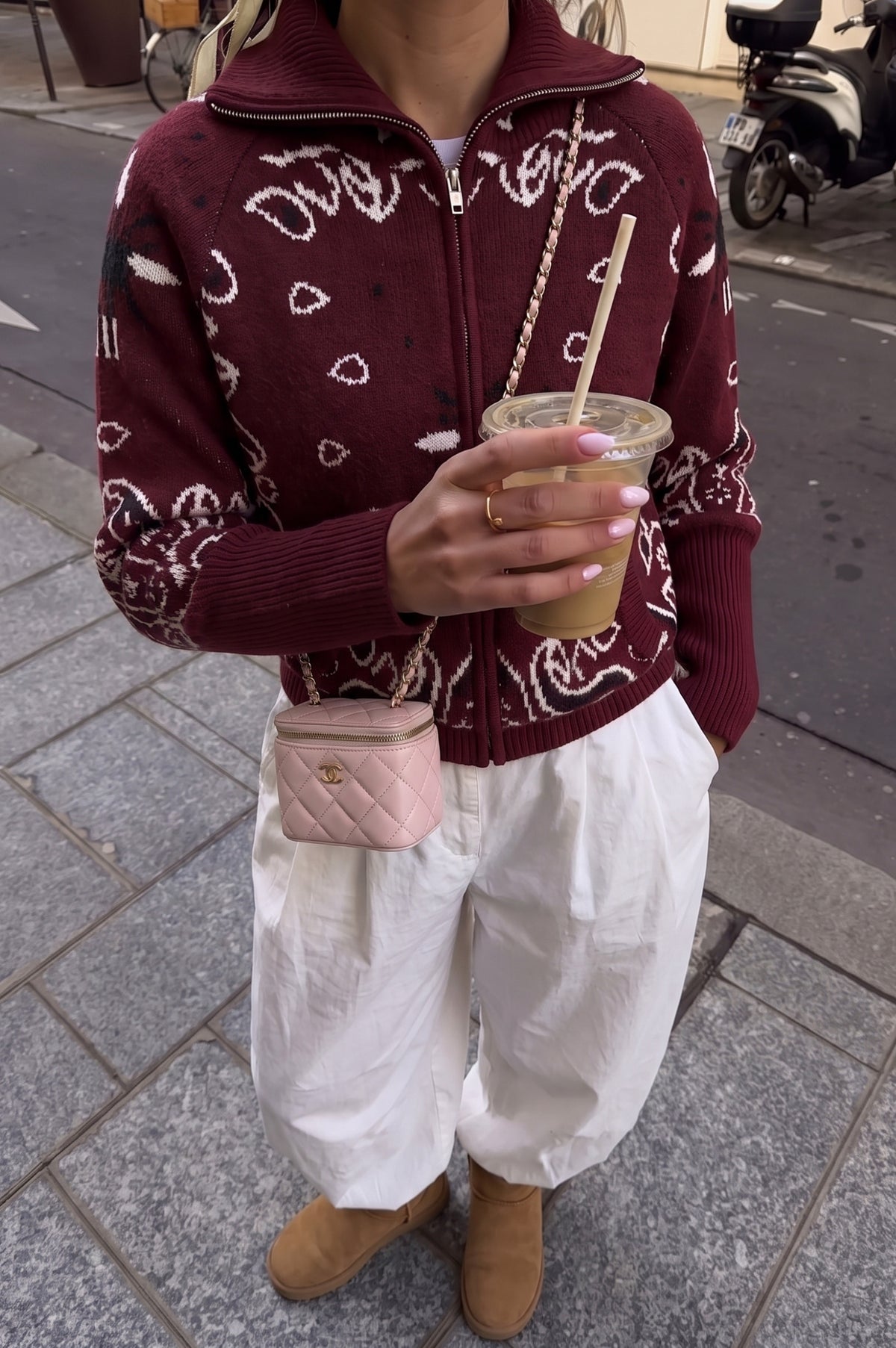 Knit Paisley Zip Up Cardigan Sweater