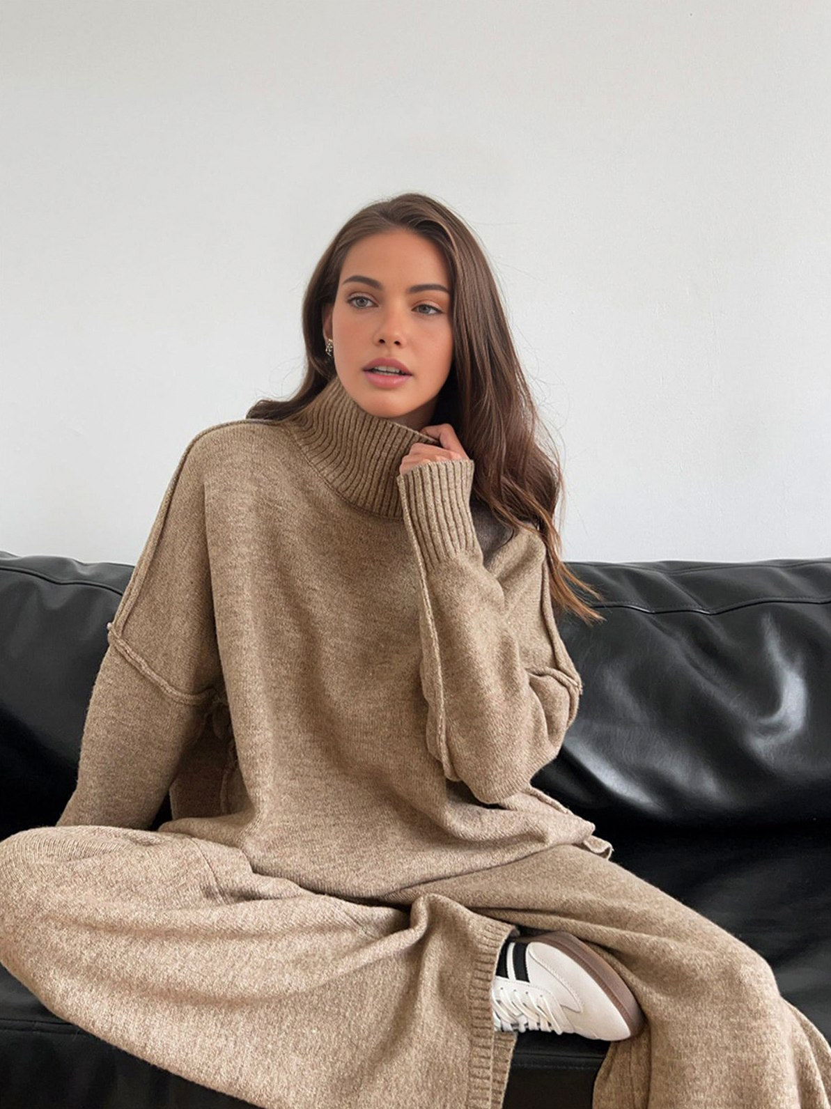 Knit Turtleneck Long Sleeve Matching Set