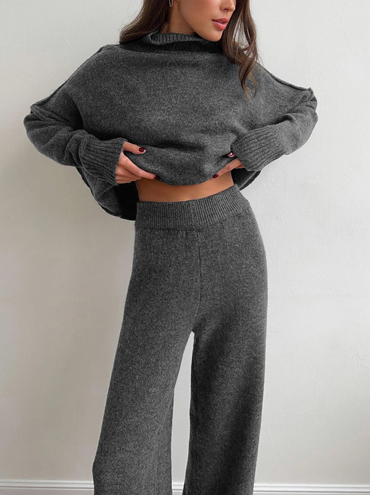 Knit Turtleneck Long Sleeve Matching Set