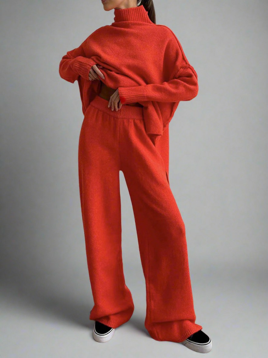 Knit Turtleneck Long Sleeve Matching Set