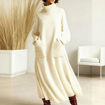 Knit Long Sleeve Turtleneck Sweater Dress