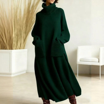 Knit Long Sleeve Turtleneck Sweater Dress