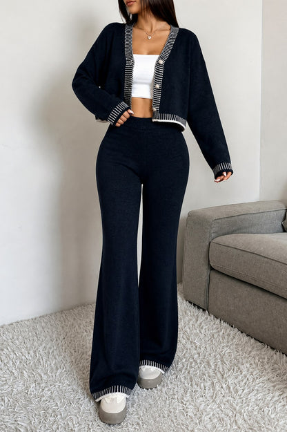 Knit V Neck Two Piece Set