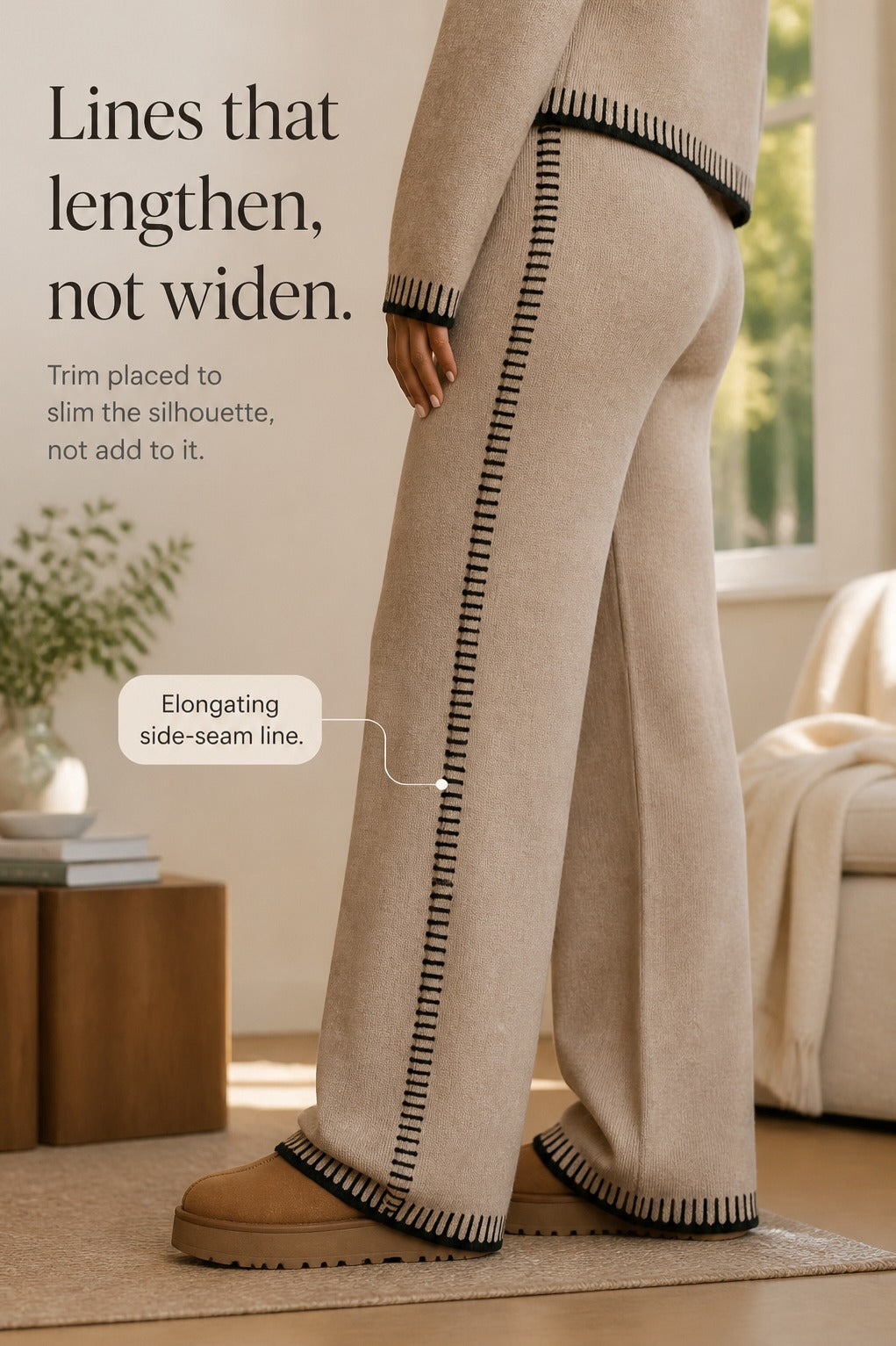 Knit V Neck Two Piece Set