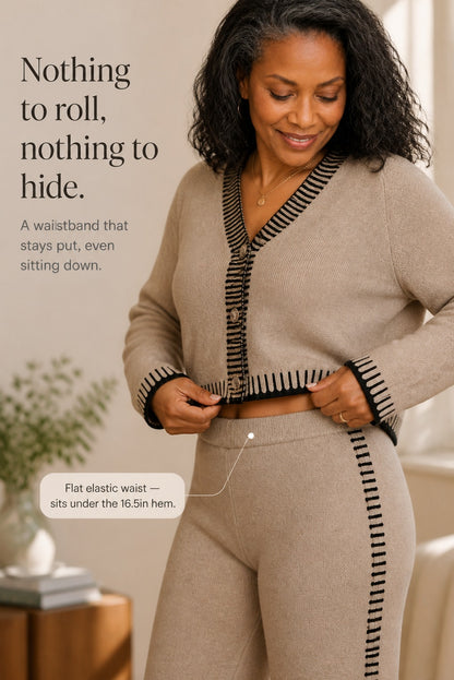 Knit V Neck Two Piece Set