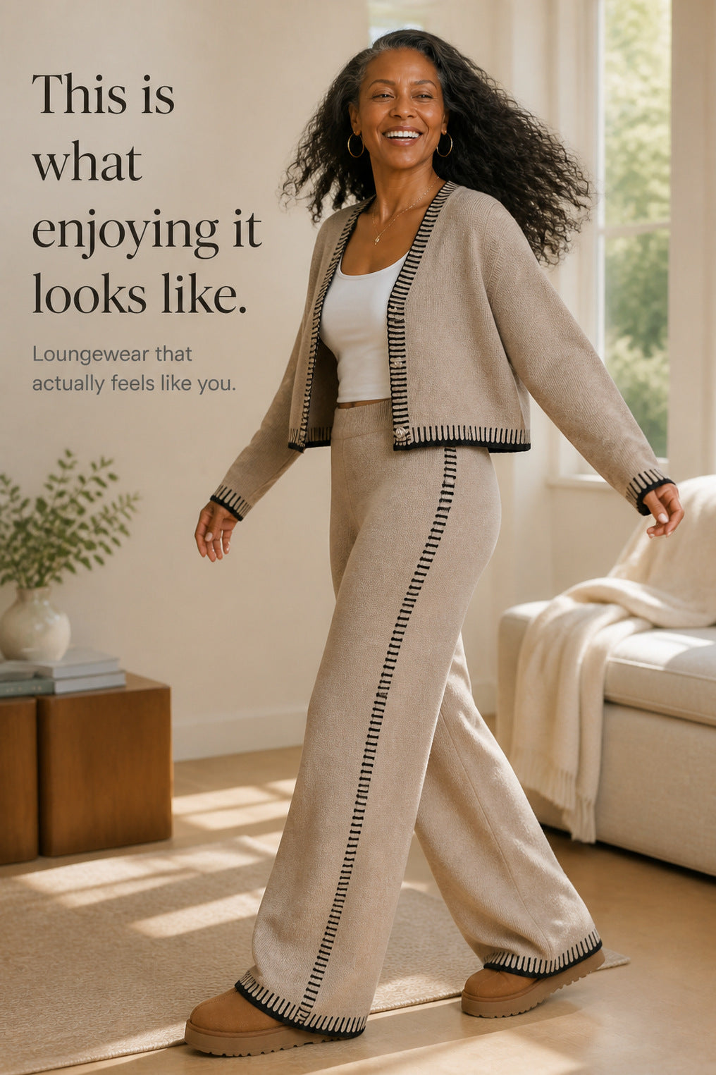 Knit V Neck Two Piece Set