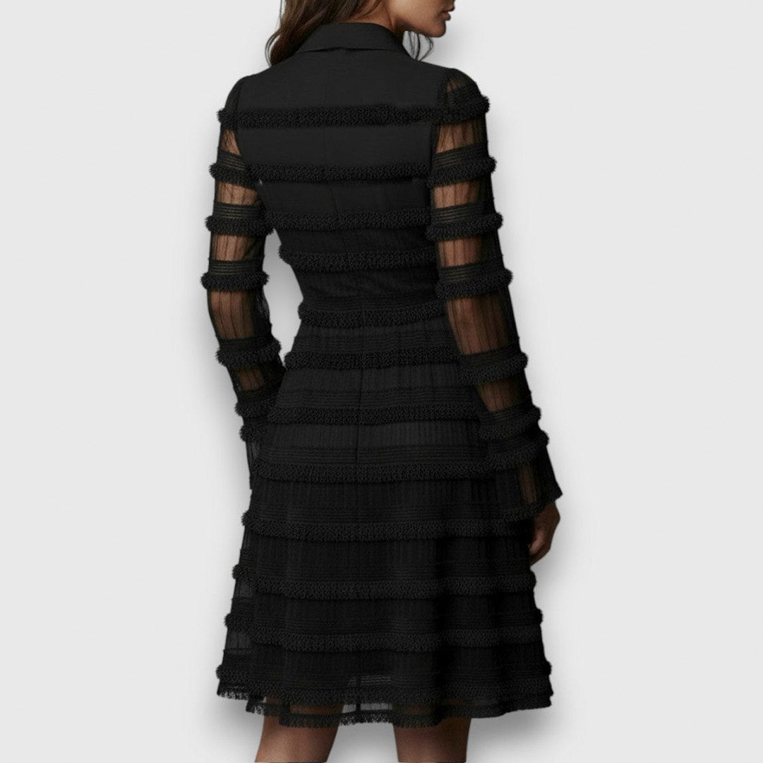 Lace Collared Tiered Mini Dress
