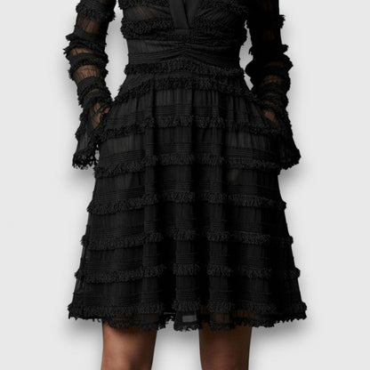 Lace Collared Tiered Mini Dress