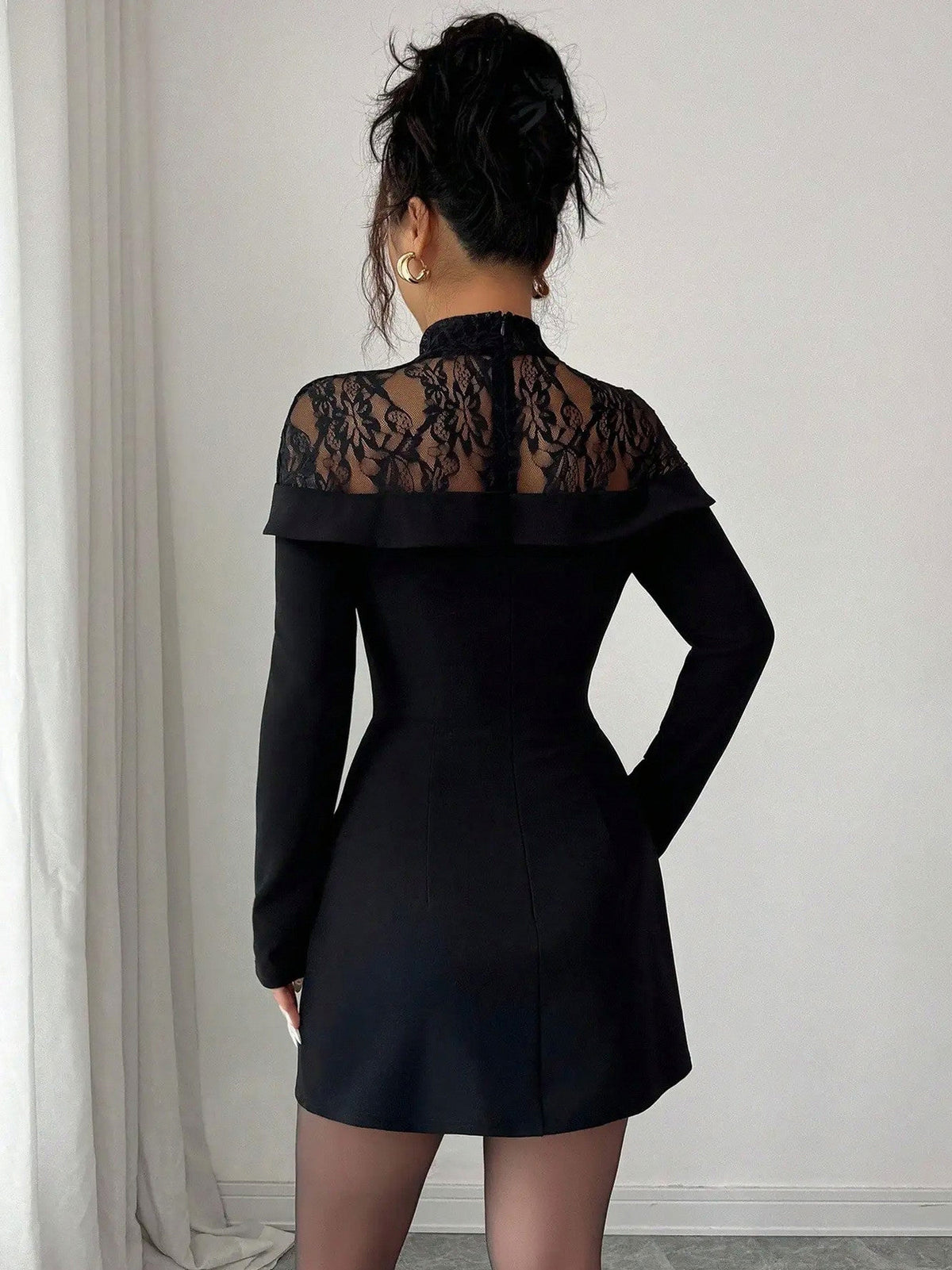 Lace Long Sleeve Mini Dress