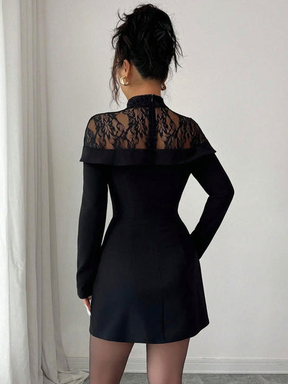 Lace Long Sleeve Mini Dress