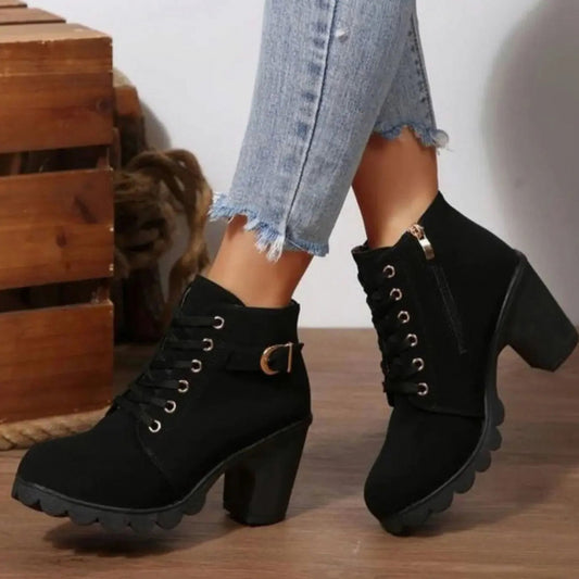 Lace Up Lug Sole Ankle Boots
