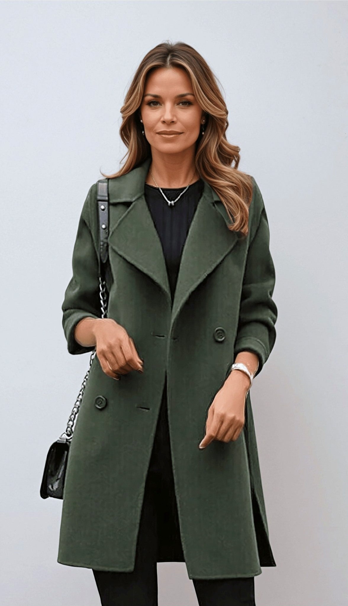 Lapel Button Front Trench Coat