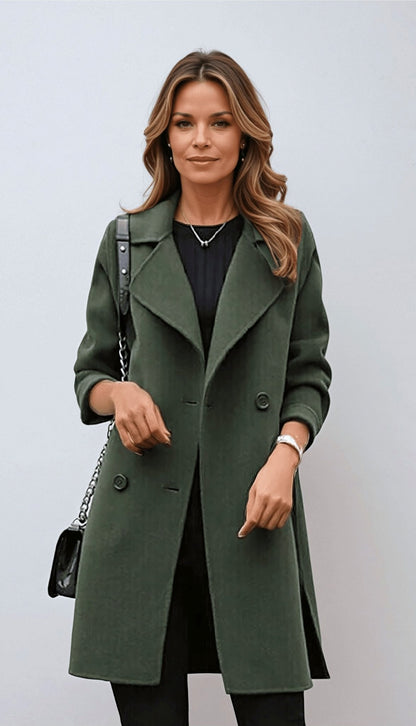 Lapel Button Front Trench Coat