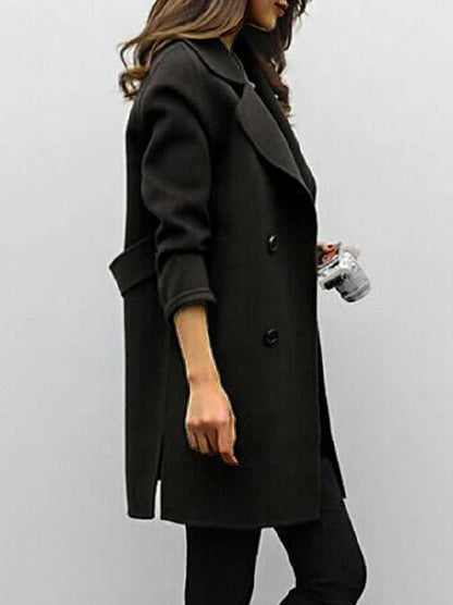 Lapel Button Front Trench Coat