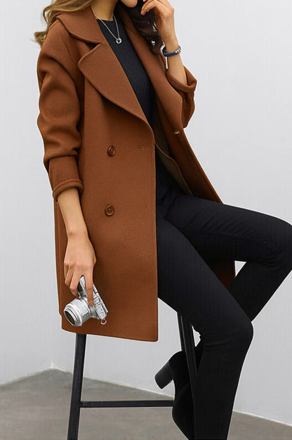 Lapel Button Front Trench Coat