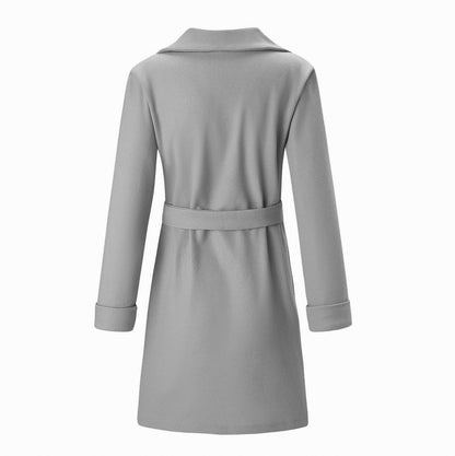 Lapel Collar Belted Wrap Coat