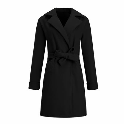 Lapel Collar Belted Wrap Coat