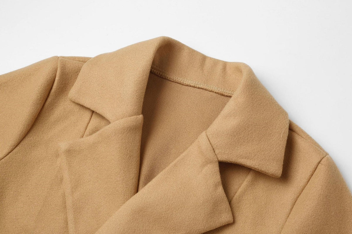 Lapel Collar Belted Wrap Coat