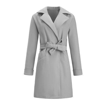 Lapel Collar Belted Wrap Coat