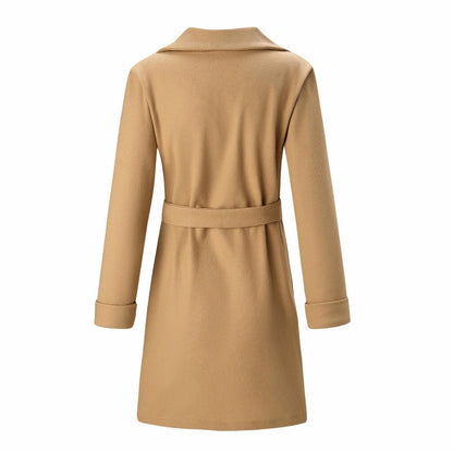 Lapel Collar Belted Wrap Coat