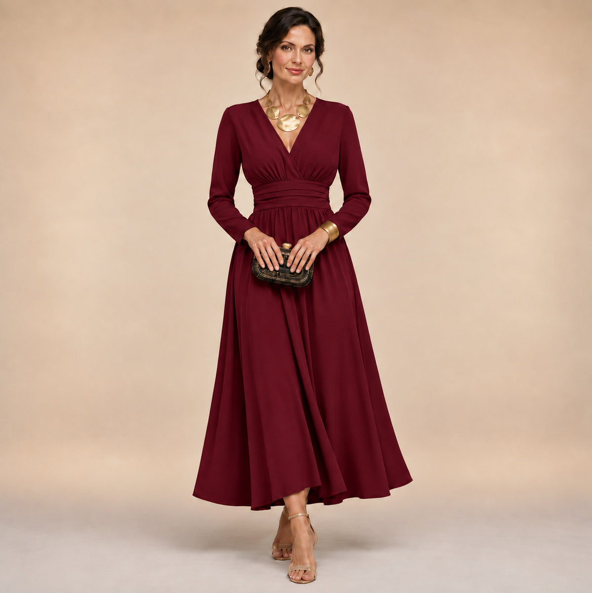Long Sleeve A-Line Maxi Dress