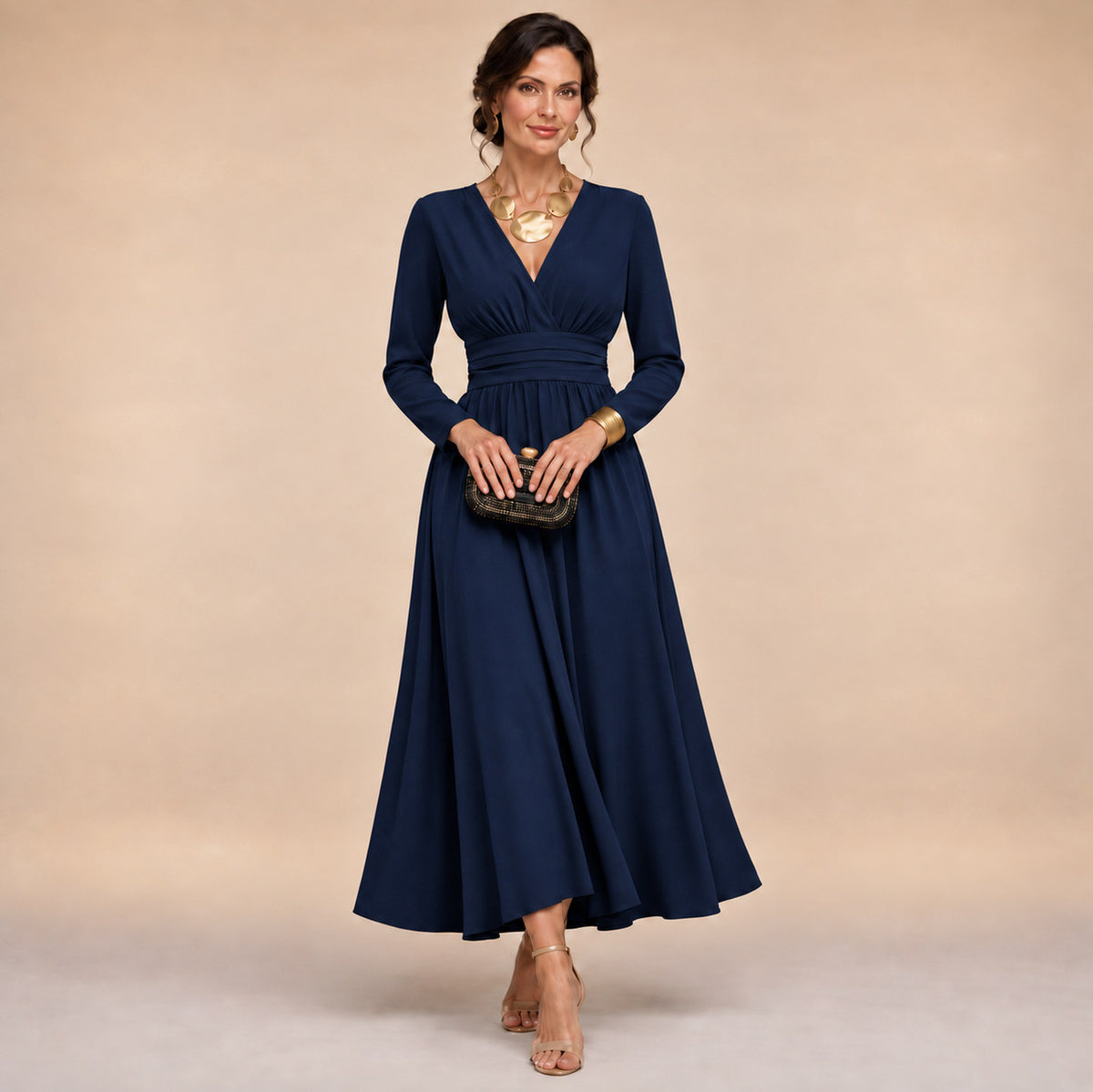 Long Sleeve A-Line Maxi Dress