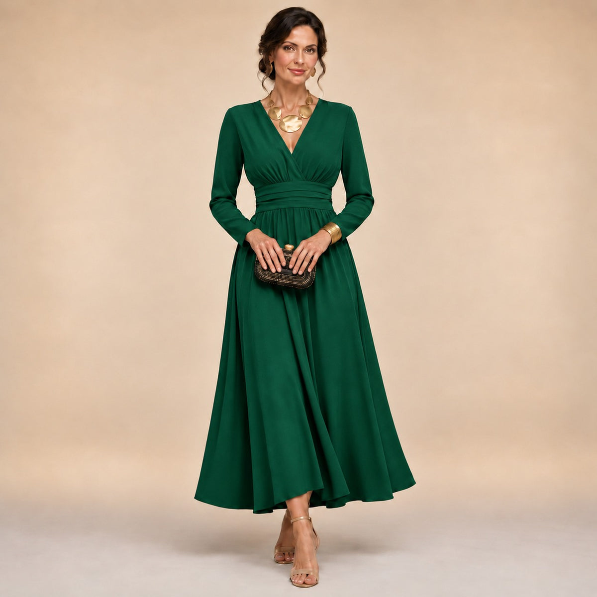 Long Sleeve A-Line Maxi Dress