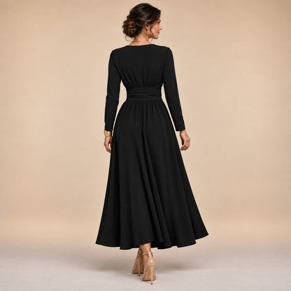 Long Sleeve A-Line Maxi Dress