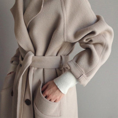 Long Sleeve Belted Midi Coat