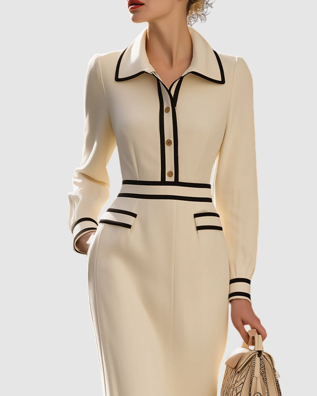 Long Sleeve Collared Midi Shirt Dress