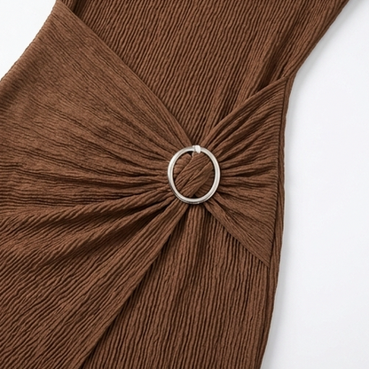 Long Sleeve Ruched Ring Maxi Dress