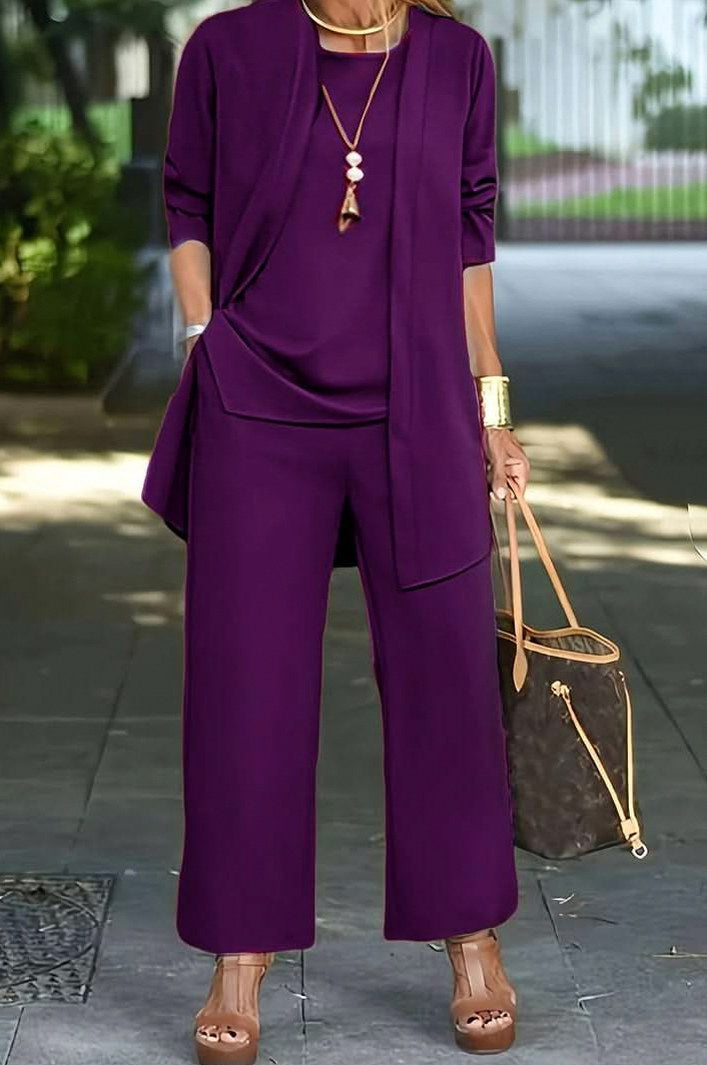 Long Sleeve Wide Leg Pants Matching Set