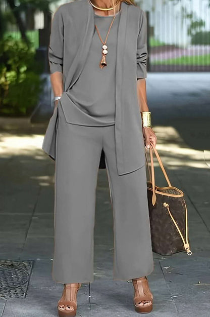 Long Sleeve Wide Leg Pants Matching Set
