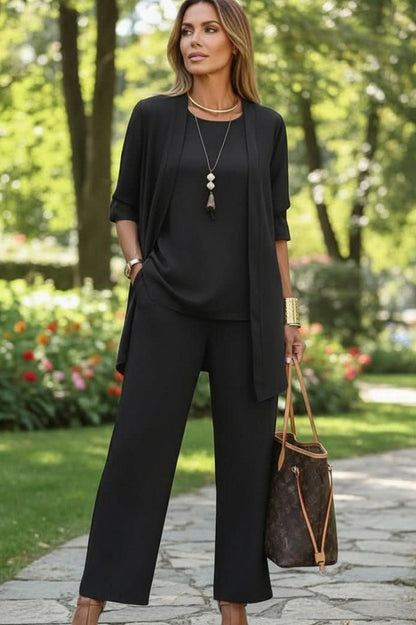 Long Sleeve Wide Leg Pants Matching Set