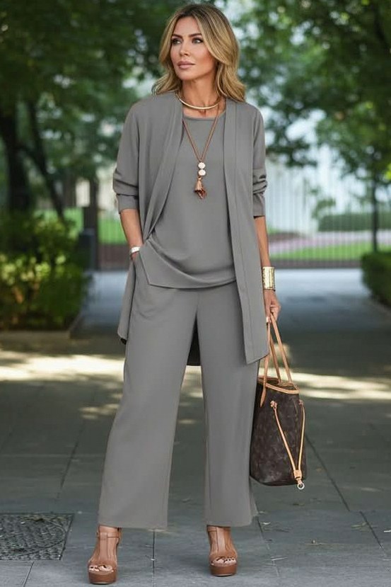 Long Sleeve Wide Leg Pants Matching Set