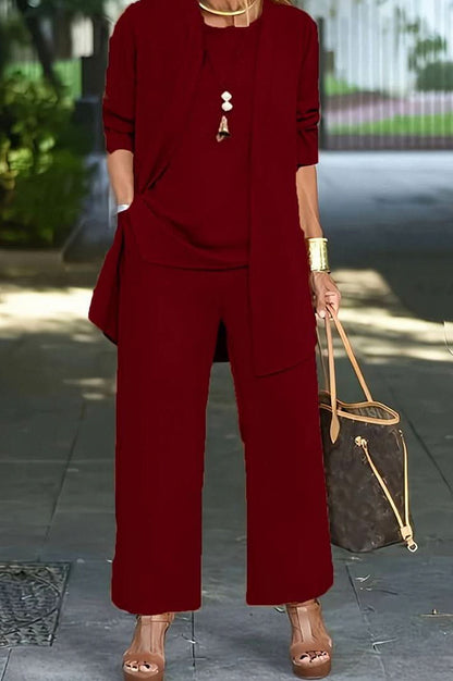Long Sleeve Wide Leg Pants Matching Set