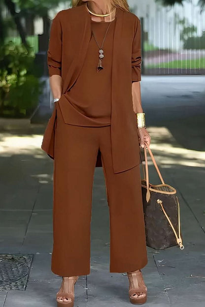 Long Sleeve Wide Leg Pants Matching Set
