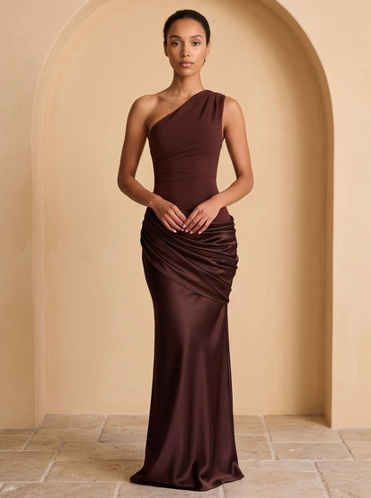 One Shoulder Draped Maxi Dress