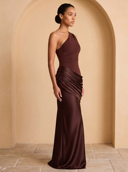 One Shoulder Draped Maxi Dress
