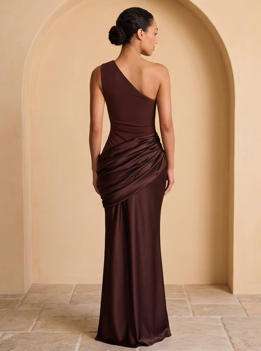 One Shoulder Draped Maxi Dress