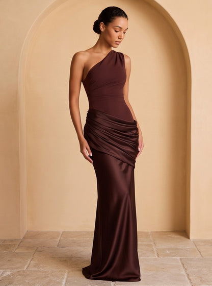 One Shoulder Draped Maxi Dress