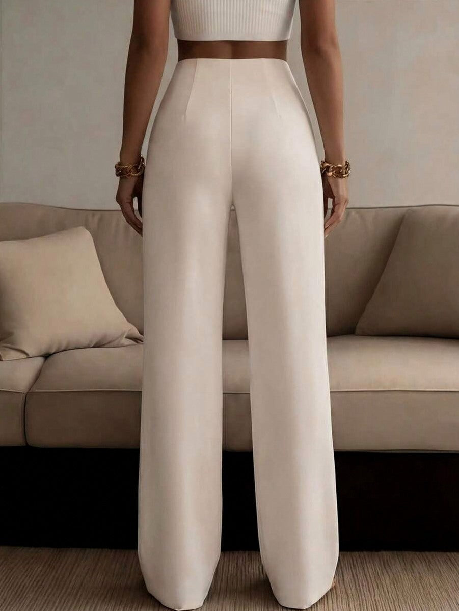 Pleated High Waist Wide Leg Pants