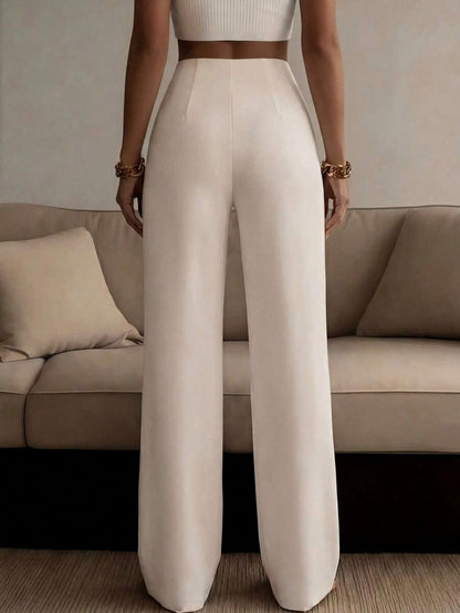 Pleated High Waist Wide Leg Pants