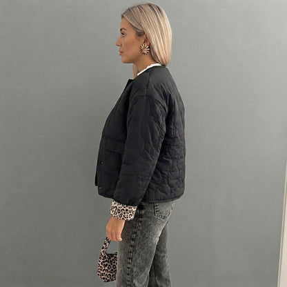 Quilted Leopard Print Cuffs Jacket