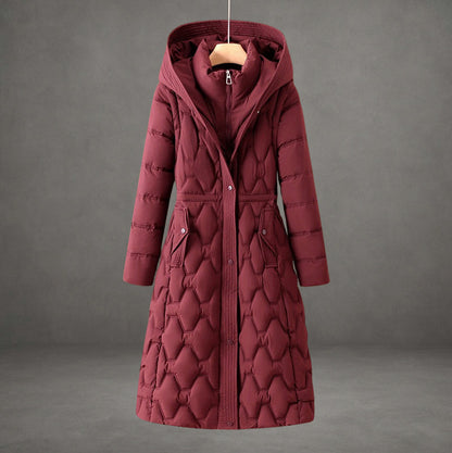 Quilted Long Sleeve Hooded Puffer Coat