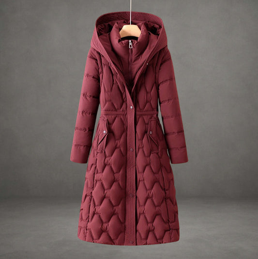 Quilted Long Sleeve Hooded Puffer Coat