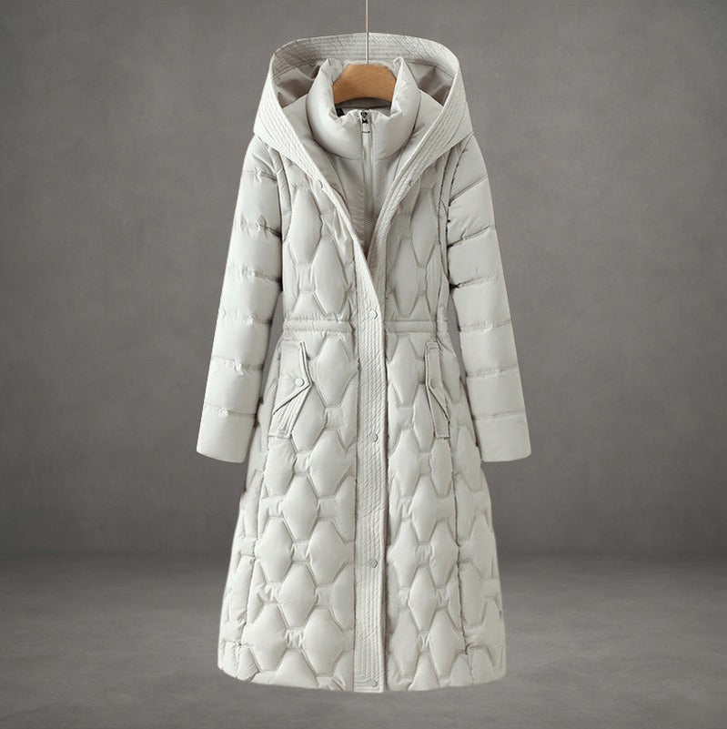 Quilted Long Sleeve Hooded Puffer Coat